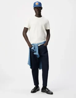 T-shirt col rond écru coton bio avec relief Homme