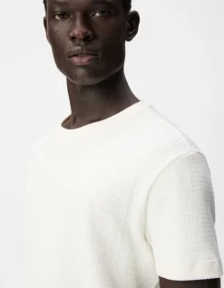 T-shirt col rond écru coton bio avec relief Homme
