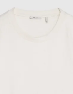 T-shirt col rond écru coton bio avec relief Homme