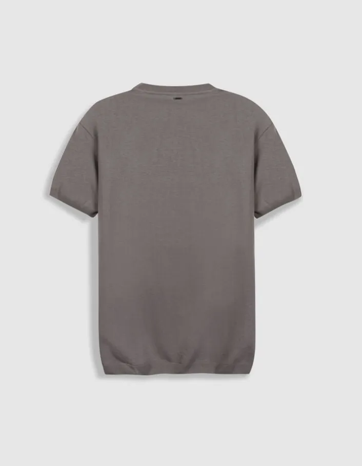 T-shirt col rond gris coton modal Homme
