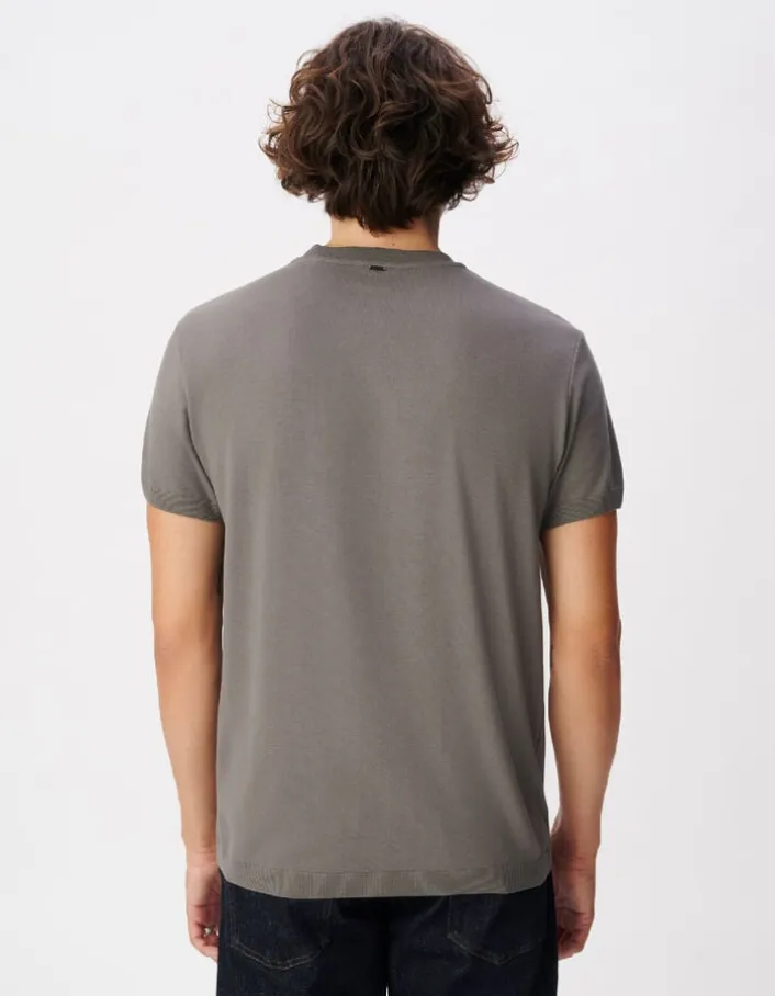 T-shirt col rond gris coton modal Homme