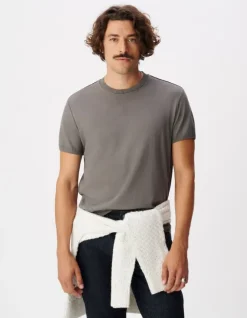 T-shirt col rond gris coton modal Homme