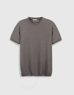 T-shirt col rond gris coton modal Homme