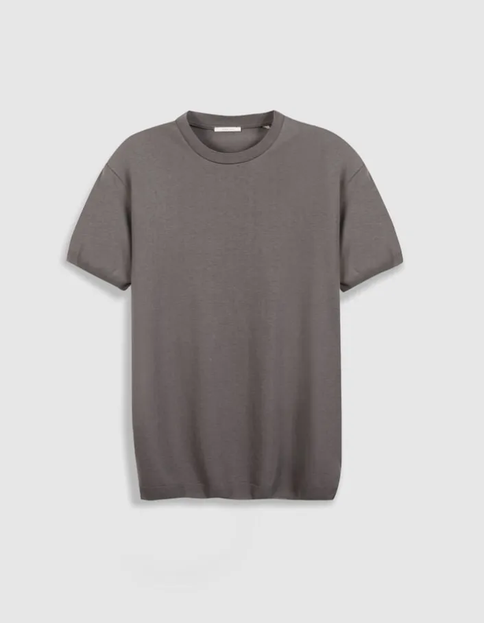 T-shirt col rond gris coton modal Homme