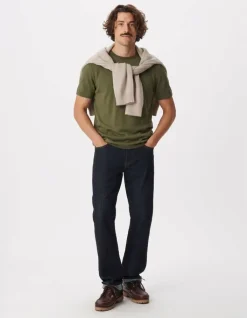 T-shirt col rond kaki coton modal Homme