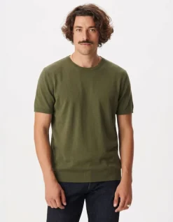 T-shirt col rond kaki coton modal Homme
