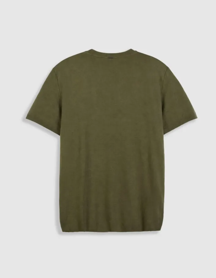 T-shirt col rond kaki coton modal Homme