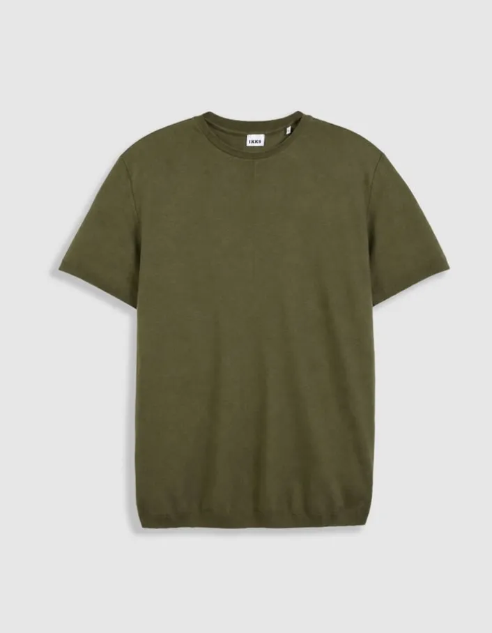 T-shirt col rond kaki coton modal Homme