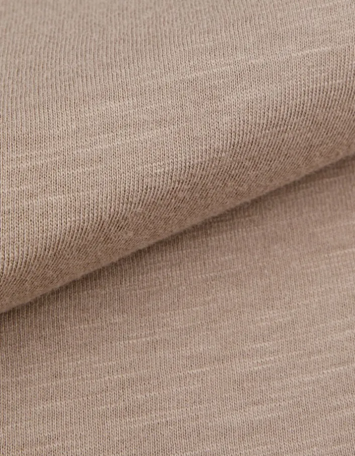T-shirt col V beige coton flammé Homme