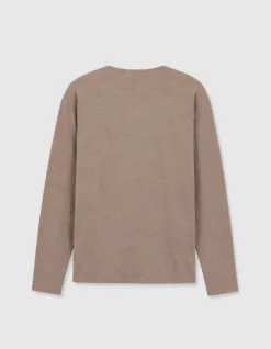 T-shirt col V beige coton flammé Homme