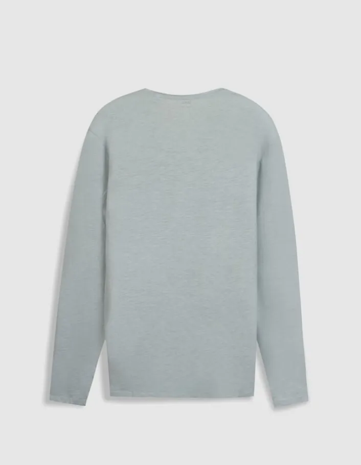 T-shirt col V gris coton flammé Homme