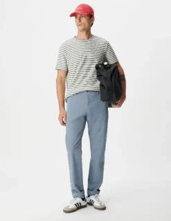 T-shirt écru maille gaufrée motif rayures Homme