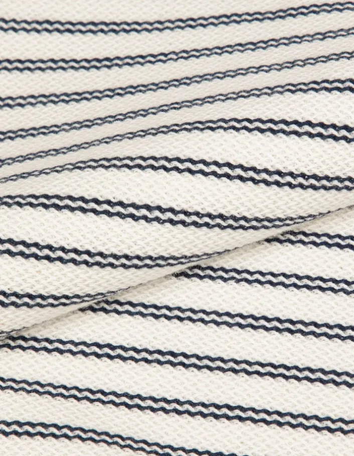 T-shirt écru maille gaufrée motif rayures Homme