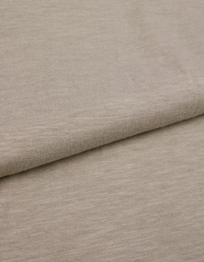 T-shirt encolure V beige coton bio flammé Homme