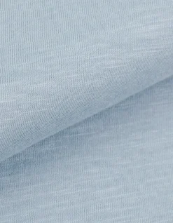 T-shirt encolure V bleu acier coton bio flammé Homme
