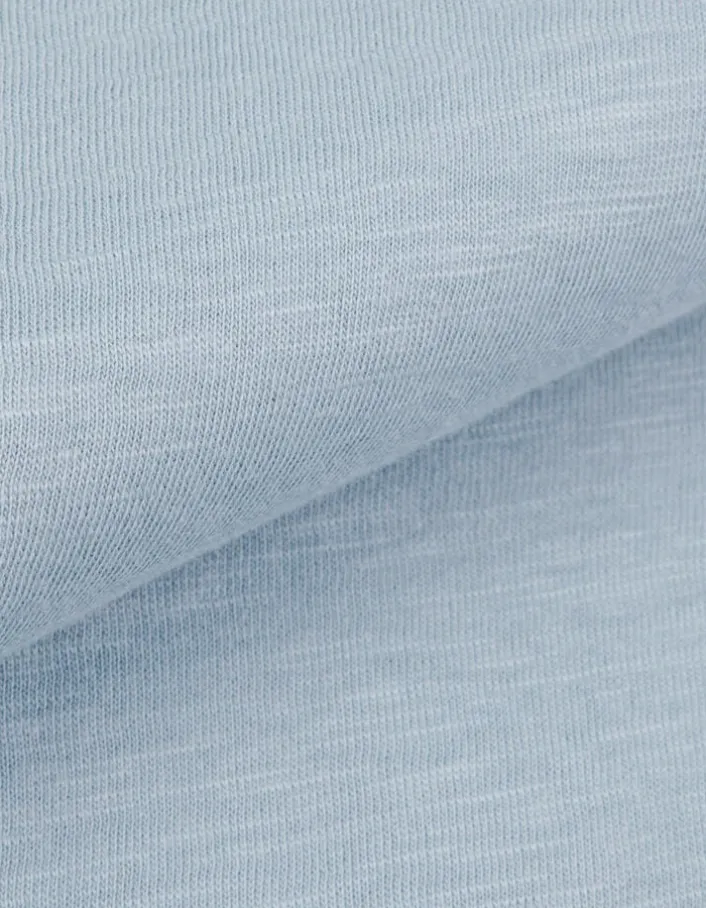 T-shirt encolure V bleu acier coton bio flammé Homme