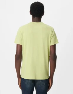 T-shirt encolure V vert coton bio flammé Homme