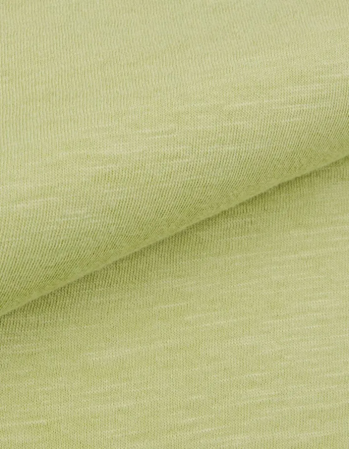 T-shirt encolure V vert coton bio flammé Homme