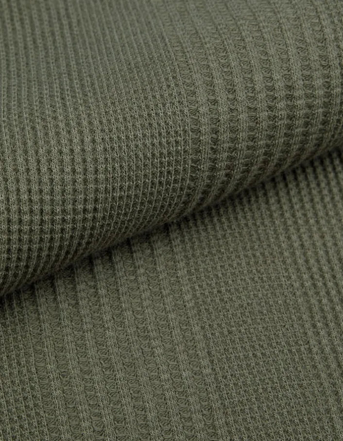 T-shirt kaki maille relief rayures Homme