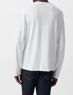 T-shirt L'Essentiel blanc col rond à manches longues Homme
