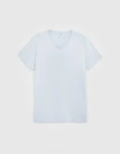 T-shirt L'Essentiel ciel coton bio encolure V Homme