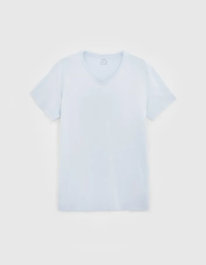 T-shirt L'Essentiel ciel coton bio encolure V Homme