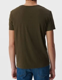 T-shirt L'Essentiel dark kaki à col V Homme