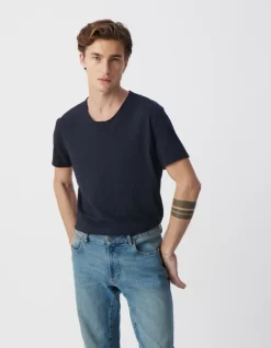 T-shirt L'Essentiel marine col V Homme
