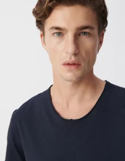 T-shirt L'Essentiel marine col V Homme
