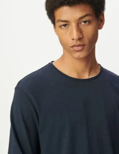T-shirt L'Essentiel marine col rond à manches longues Homme