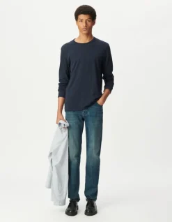 T-shirt L'Essentiel marine col rond à manches longues Homme
