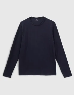 T-shirt L'Essentiel marine col rond à manches longues Homme