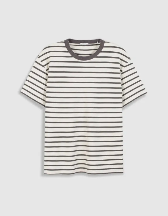 T-shirt manches courtes rayures grises Homme