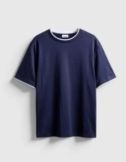 T-shirt marine effet trompe-l'oeil Homme