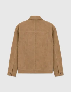 Veste beige cuir velours poches plaquées Homme