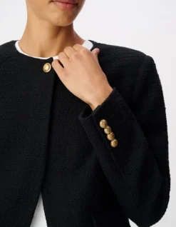 Veste carrée noire effet tweed Femme