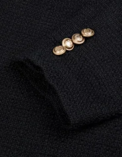 Veste carrée noire effet tweed Femme
