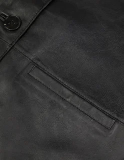 Veste cuir noir col montant Femme