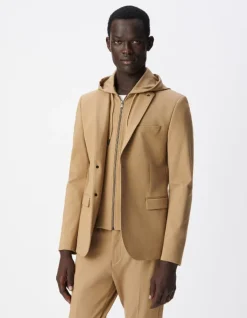 Veste de costume beige foncé maille parementure Homme