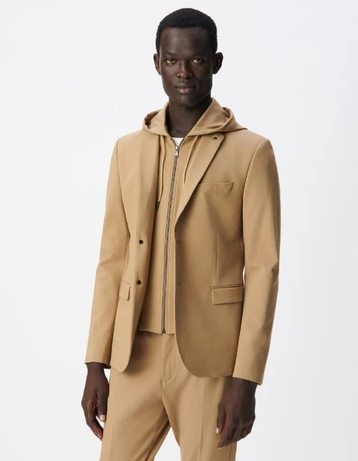 Veste de costume beige foncé maille parementure Homme