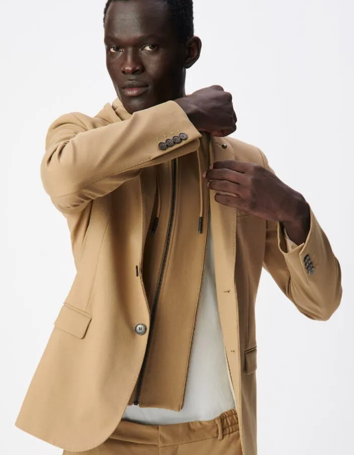 Veste de costume beige foncé maille parementure Homme