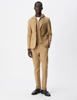Veste de costume beige foncé maille parementure Homme
