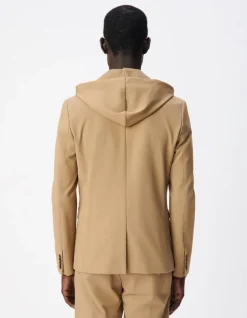 Veste de costume beige foncé maille parementure Homme