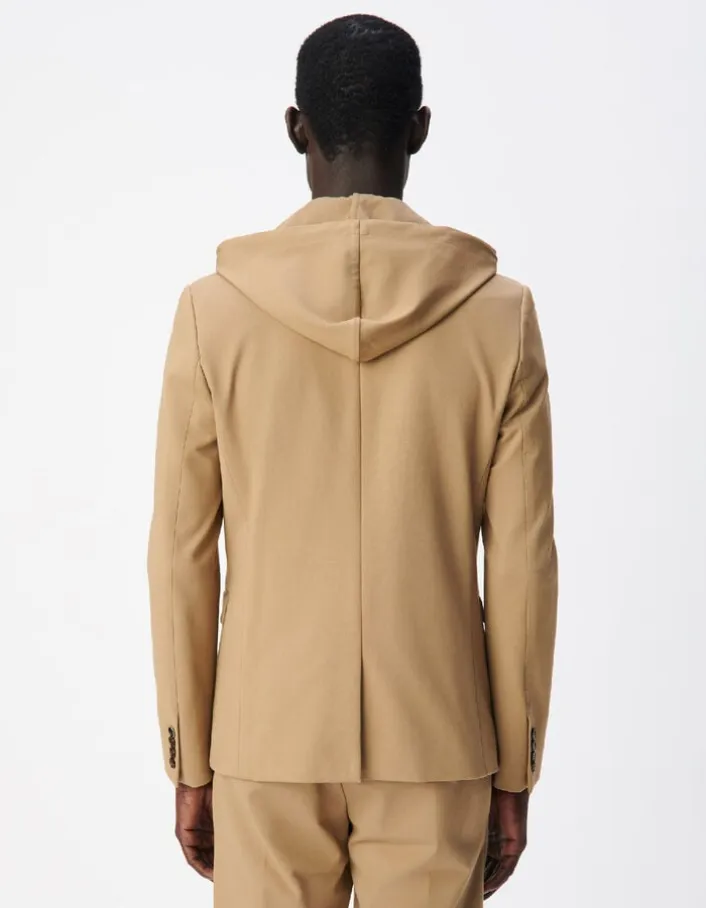 Veste de costume beige foncé maille parementure Homme