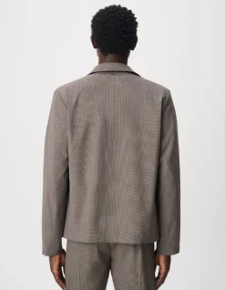 Veste de costume marron motif pied-de-puce Homme