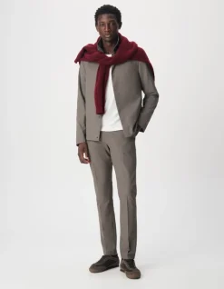 Veste de costume marron motif pied-de-puce Homme