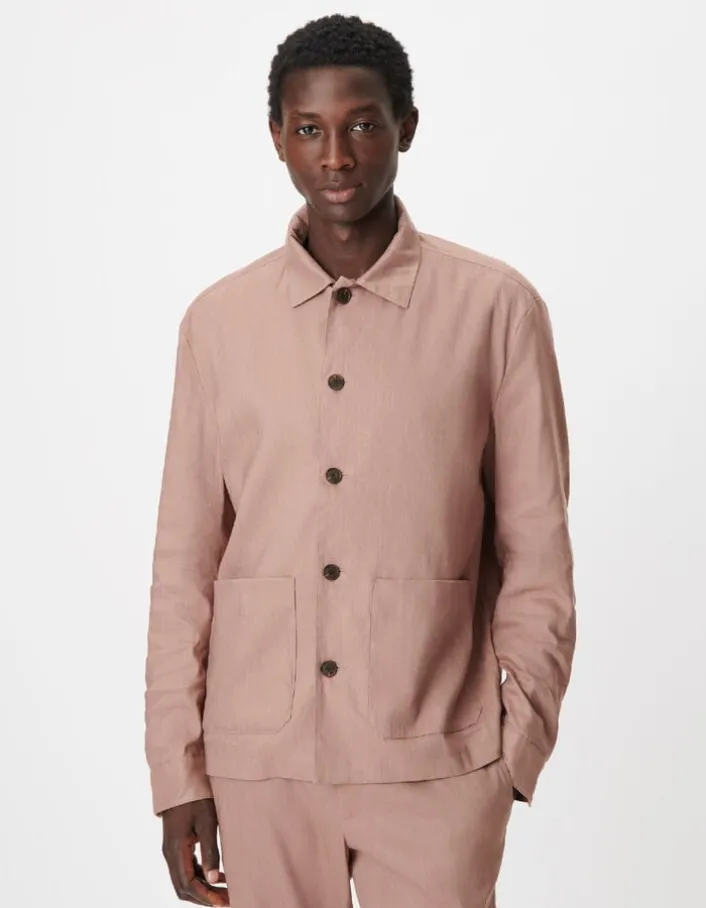 Veste de costume rose lin mélangé Homme