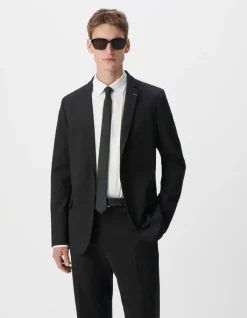Veste de costume SLIM noire maille Milano Homme