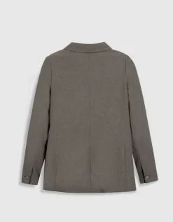 Veste de tailleur beige motif pied-de-puce Femme