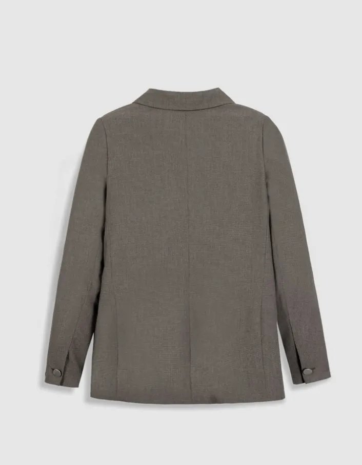 Veste de tailleur beige motif pied-de-puce Femme